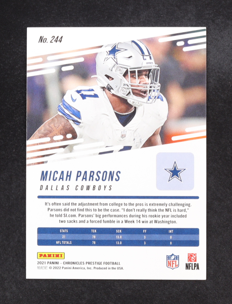 Micah Parsons 2021 Panini Chronicles Prestige Rookie Update #244 RC at PristineAuction.com Micah Parsons 2021 Panini Chronicles Prestige Rookie Update #244 RC at PristineAuction.com