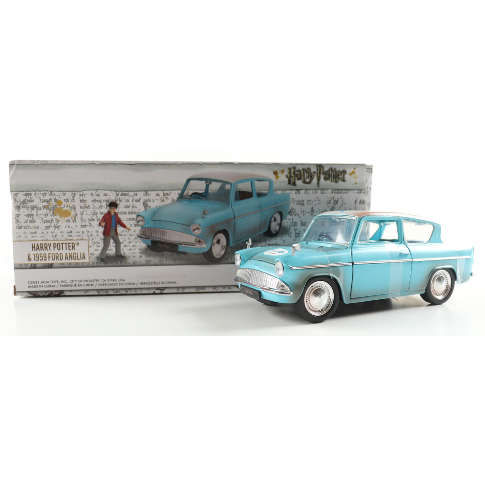 Daniel Radcliffe Signed Harry Potter 1:24 Die-Cast 1959 Ford Anglia With Harry Potter Figurine (AutographCOA) at PristineAuction.com