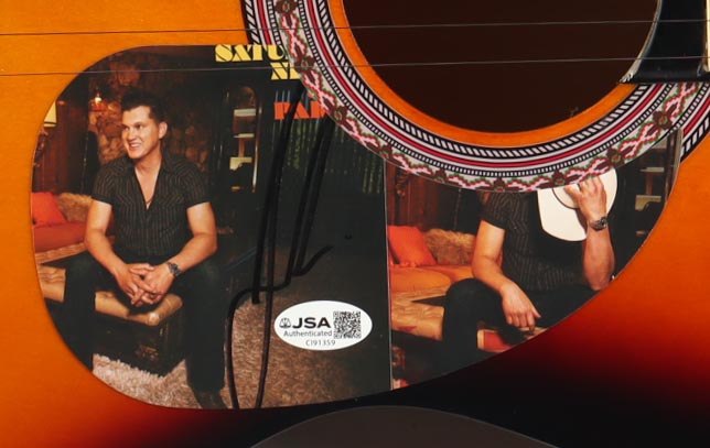 Jon Pardi Guitar with Signed Custom Insert Pickguard (JSA) at PristineAuction.com Jon Pardi Guitar with Signed Custom Insert Pickguard (JSA) at PristineAuction.com