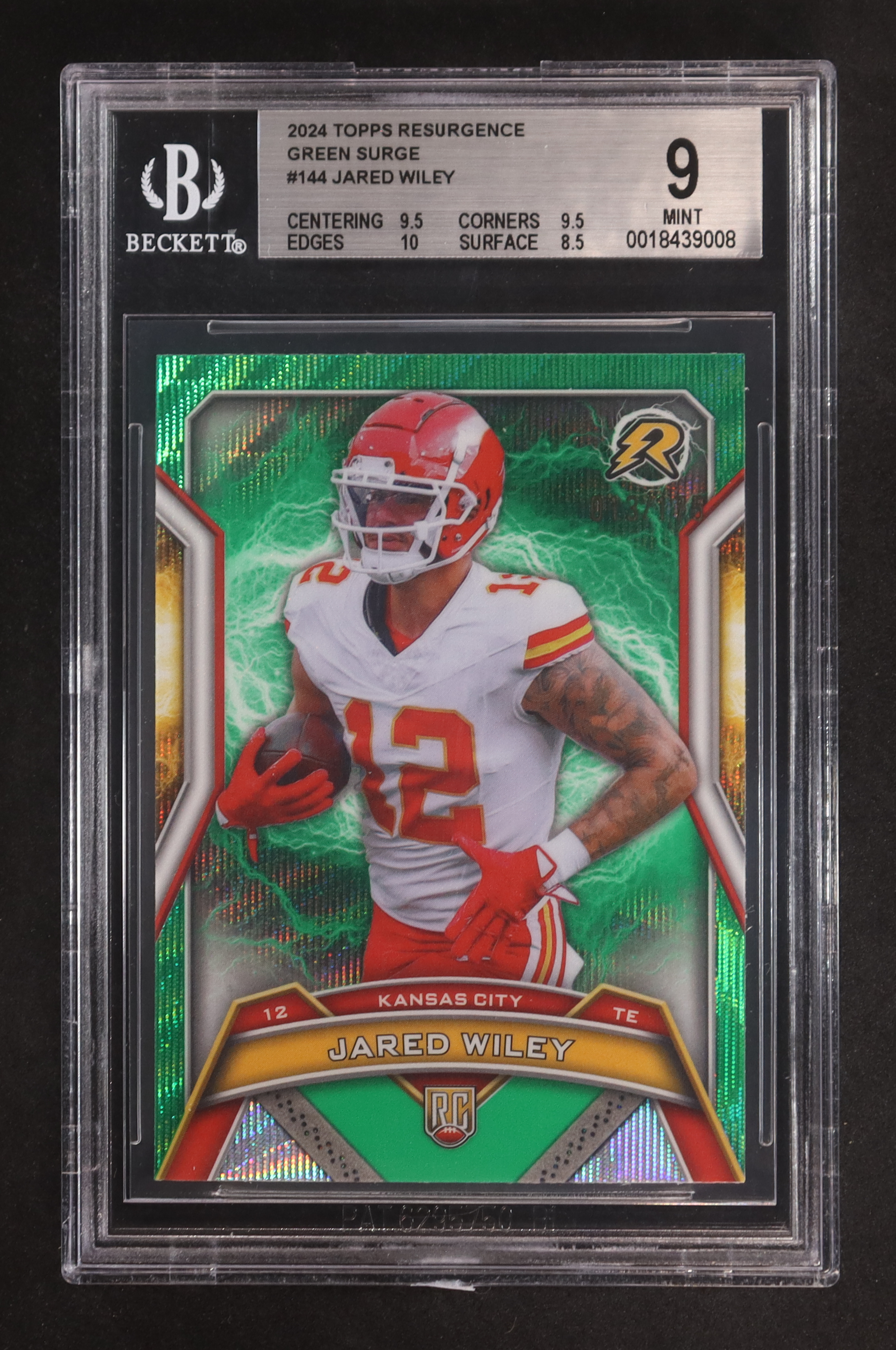 Jared Wiley 2024 Topps Resurgence Green Surge #144 RC #13/175 (BGS 9) at PristineAuction.com Jared Wiley 2024 Topps Resurgence Green Surge #144 RC #13/175 (BGS 9) at PristineAuction.com