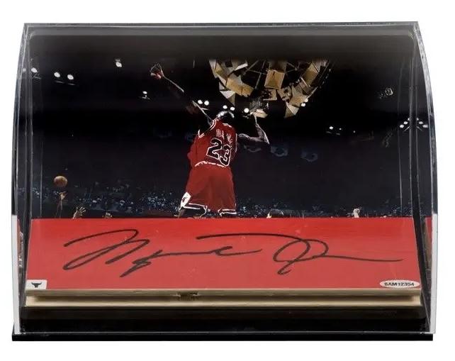 Michael Jordan Signed Bulls Game-Used Floor Piece with Display Case (UDA) at PristineAuction.com Michael Jordan Signed Bulls Game-Used Floor Piece with Display Case (UDA) at PristineAuction.com