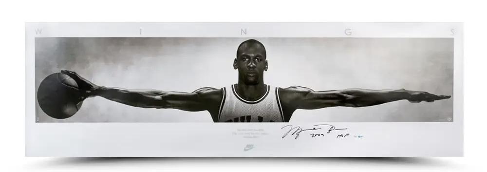 Michael Jordan Signed LE "Wings" 23x72 Photo Inscribed "2009 HOF" (UDA) at PristineAuction.com Michael Jordan Signed LE "Wings" 23x72 Photo Inscribed "2009 HOF" (UDA) at PristineAuction.com