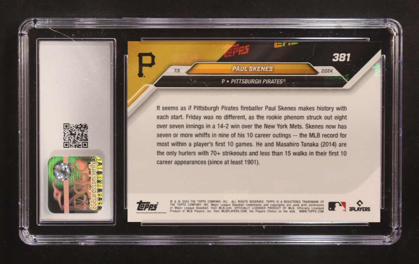 Paul Skenes 2024 Topps Now #381 RC (CGC 10) at PristineAuction.com Paul Skenes 2024 Topps Now #381 RC (CGC 10) at PristineAuction.com