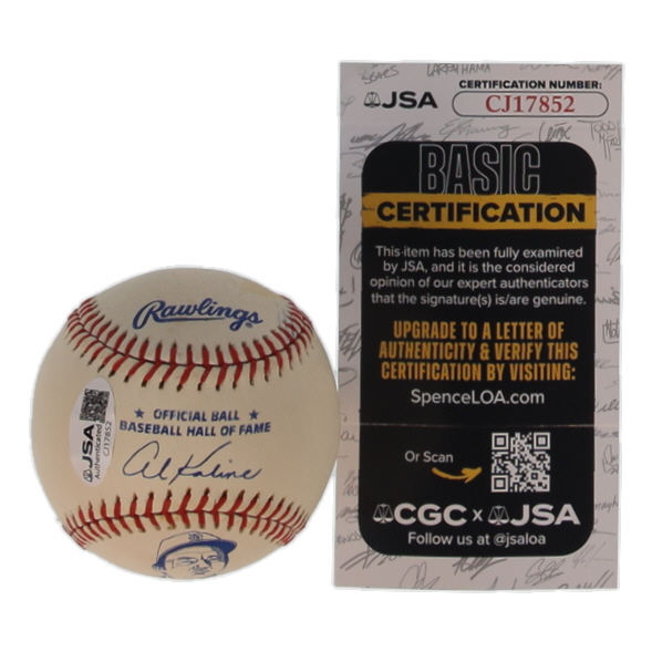 Ernie Banks Signed 1980 Hall of Fame Al Kaline Logo Baseball (JSA) at PristineAuction.com Ernie Banks Signed 1980 Hall of Fame Al Kaline Logo Baseball (JSA) at PristineAuction.com