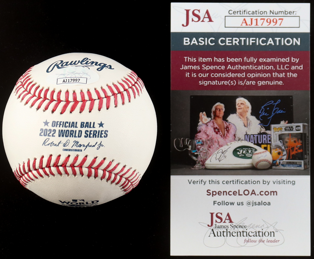 Hector Neris Signed 2022 World Series Baseball (JSA) at PristineAuction.com Hector Neris Signed 2022 World Series Baseball (JSA) at PristineAuction.com