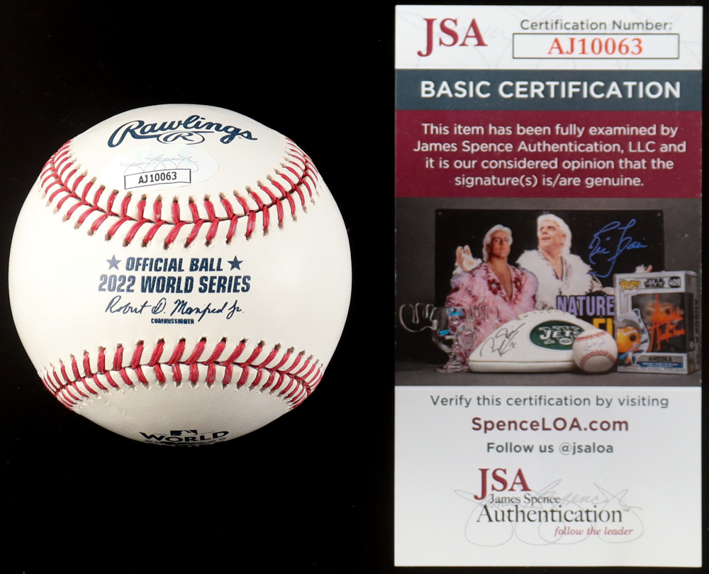 Korey Lee Signed 2022 World Series Baseball (JSA) at PristineAuction.com Korey Lee Signed 2022 World Series Baseball (JSA) at PristineAuction.com