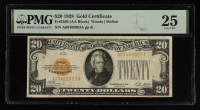 1928 $20 Gold Certificate AA Block (PMG 25 VF) at PristineAuction.com