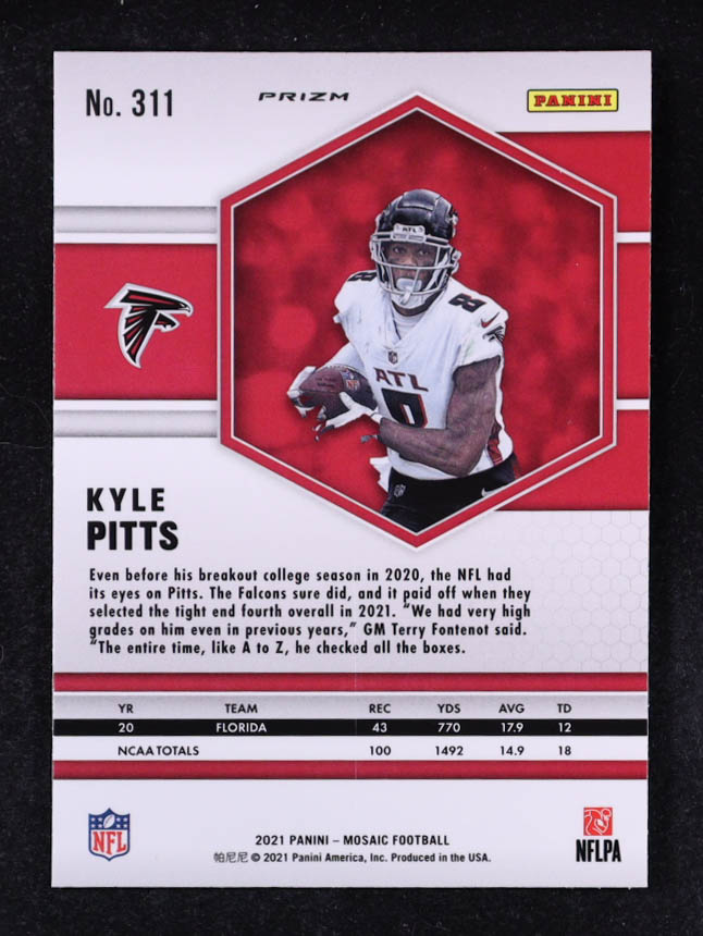 Kyle Pitts 2021 Panini Mosaic Mosaic Genesis #311 RC at PristineAuction.com Kyle Pitts 2021 Panini Mosaic Mosaic Genesis #311 RC at PristineAuction.com