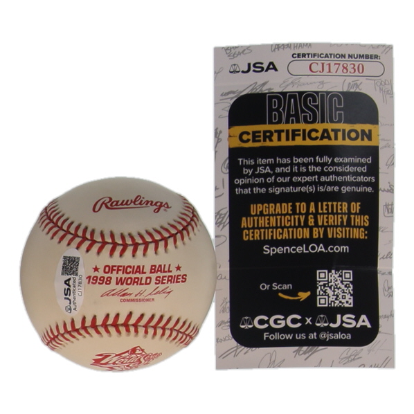 Bernie Williams Signed 1998 World Series Baseball (JSA) at PristineAuction.com Bernie Williams Signed 1998 World Series Baseball (JSA) at PristineAuction.com