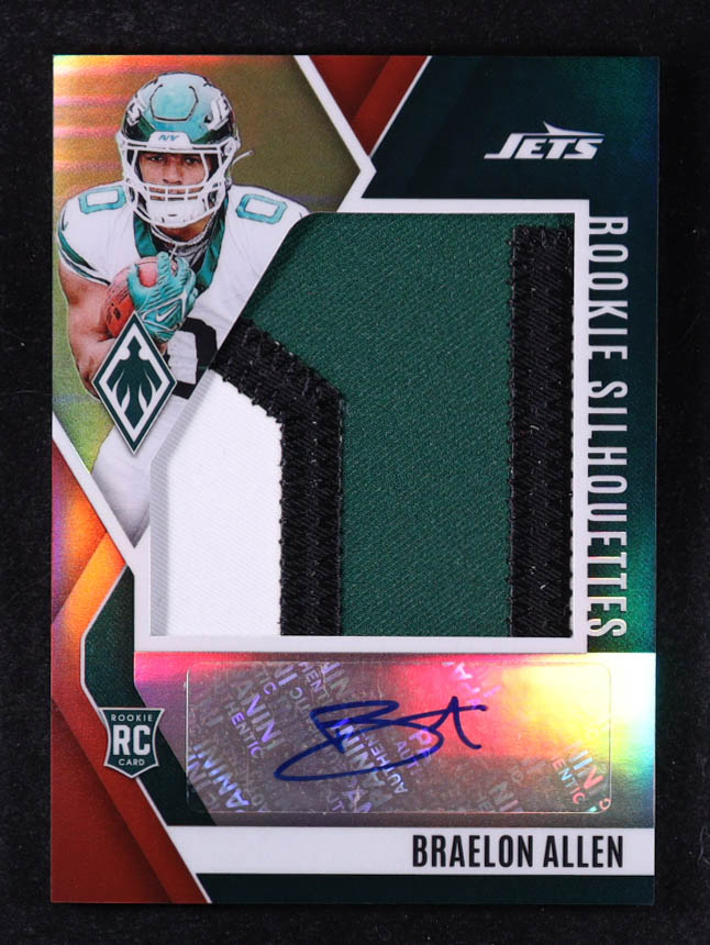 Braelon Allen 2024 Panini Phoenix Rookie Silhouettes Red #15 RC #31/99 at PristineAuction.com Braelon Allen 2024 Panini Phoenix Rookie Silhouettes Red #15 RC #31/99 at PristineAuction.com