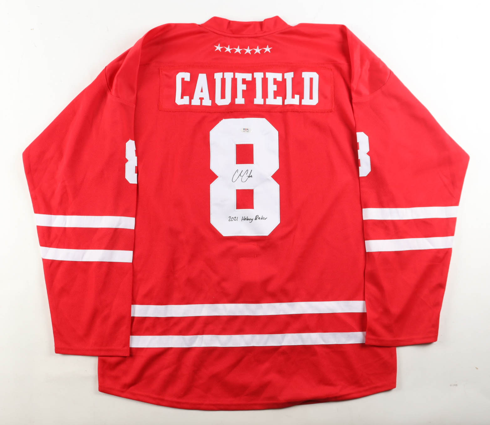 Cole Caufield Signed Jersey Inscribed "2021 Hobey Baker" (PSA) at PristineAuction.com Cole Caufield Signed Jersey Inscribed "2021 Hobey Baker" (PSA) at PristineAuction.com