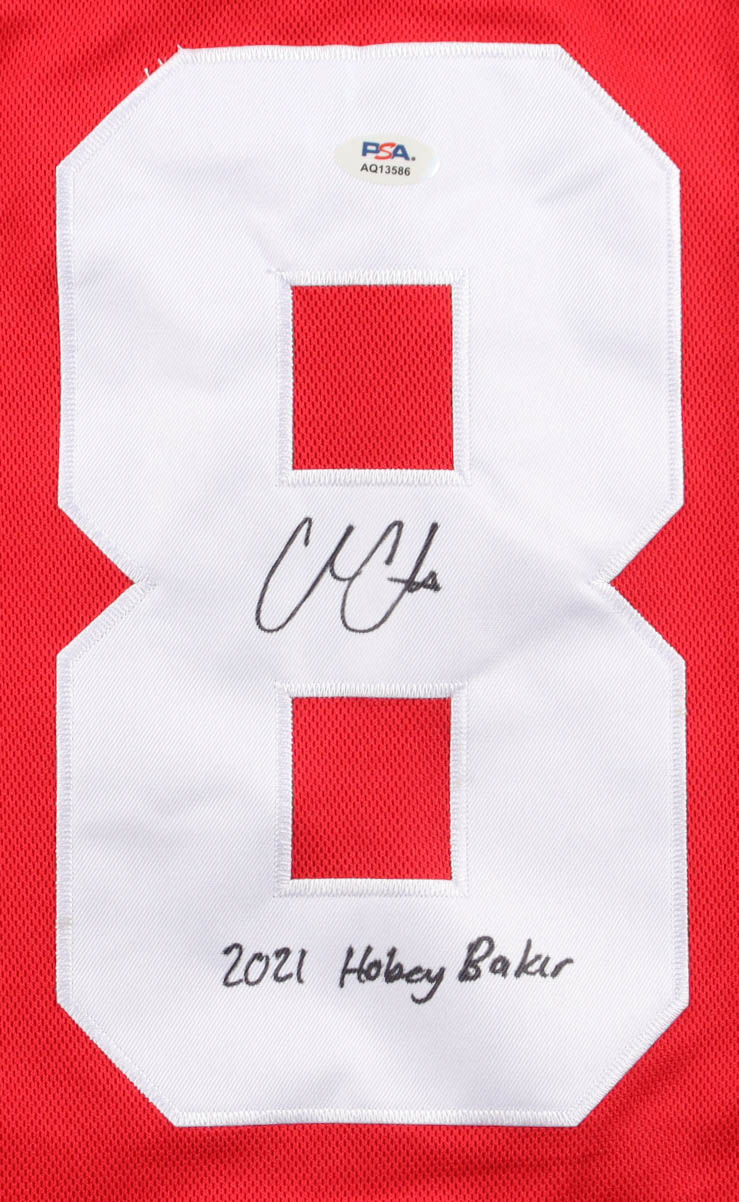 Cole Caufield Signed Jersey Inscribed "2021 Hobey Baker" (PSA) at PristineAuction.com Cole Caufield Signed Jersey Inscribed "2021 Hobey Baker" (PSA) at PristineAuction.com