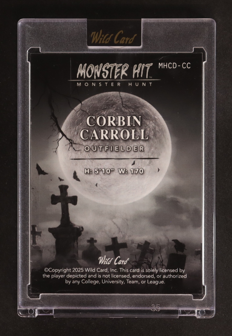 Corbin Carroll 2025 Wild Card Monster Hit Monster Hunt Dracula Green Island Foil #MHCD-CC #1/1 at PristineAuction.com Corbin Carroll 2025 Wild Card Monster Hit Monster Hunt Dracula Green Island Foil #MHCD-CC #1/1 at PristineAuction.com