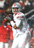 J. T. Barrett Signed Ohio State Buckeyes 24x34 Photo with Multiple Career Highlight Inscriptions (Beckett) at PristineAuction.com