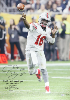 J. T. Barrett Signed Ohio State Buckeyes 24x34 Photo with Multiple Career Highlight Inscriptions (Beckett) at PristineAuction.com