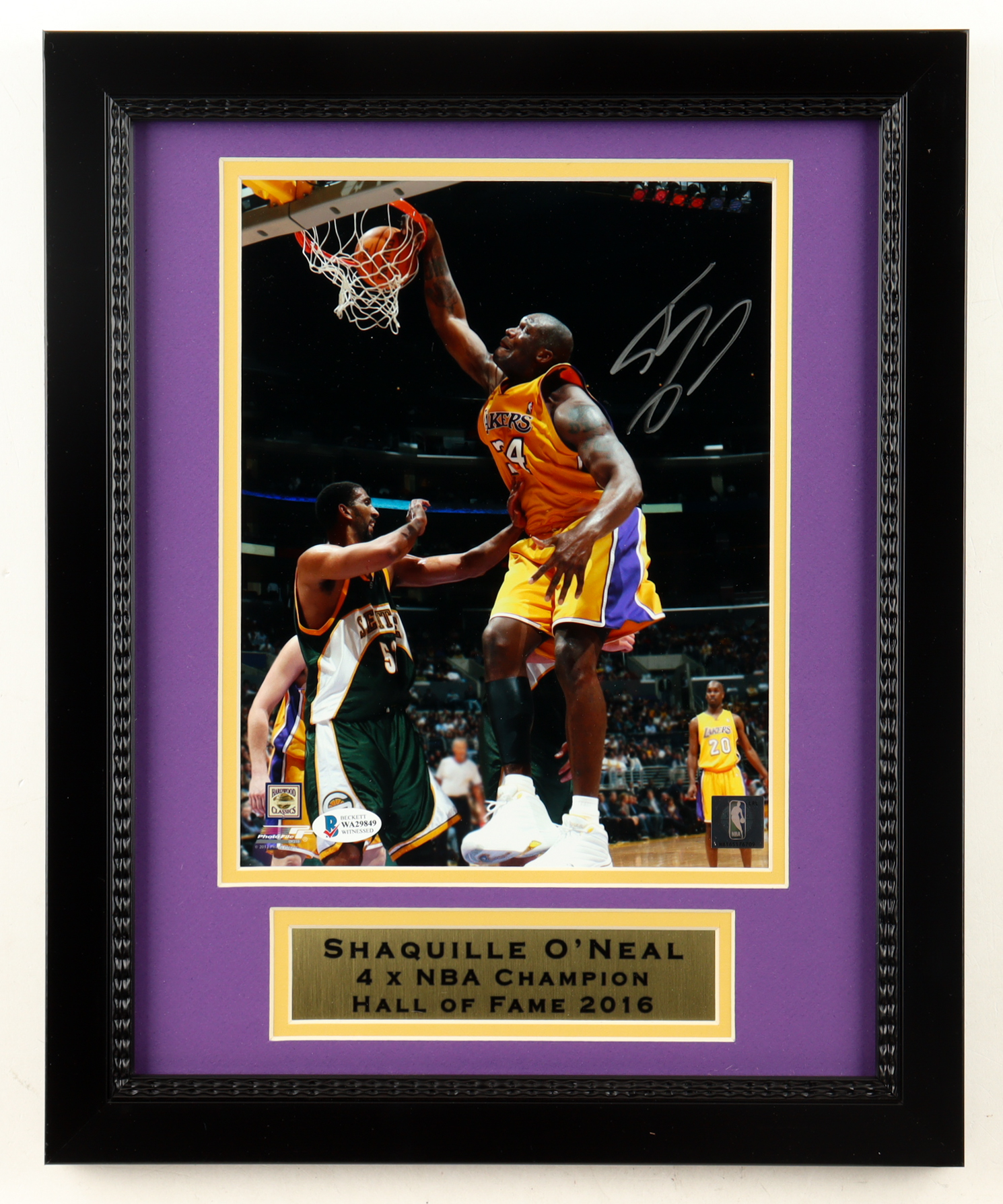 Shaquille O'Neal Signed Lakers Custom Framed Photo Display (Beckett) at PristineAuction.com Shaquille O'Neal Signed Lakers Custom Framed Photo Display (Beckett) at PristineAuction.com