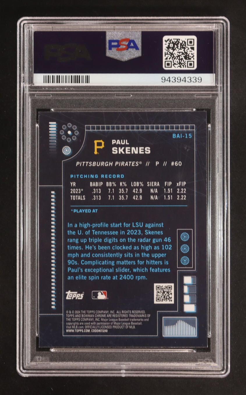 Paul Skenes 2024 Bowman Chrome Bowman AI #BAI15 RC (PSA 9) at PristineAuction.com Paul Skenes 2024 Bowman Chrome Bowman AI #BAI15 RC (PSA 9) at PristineAuction.com