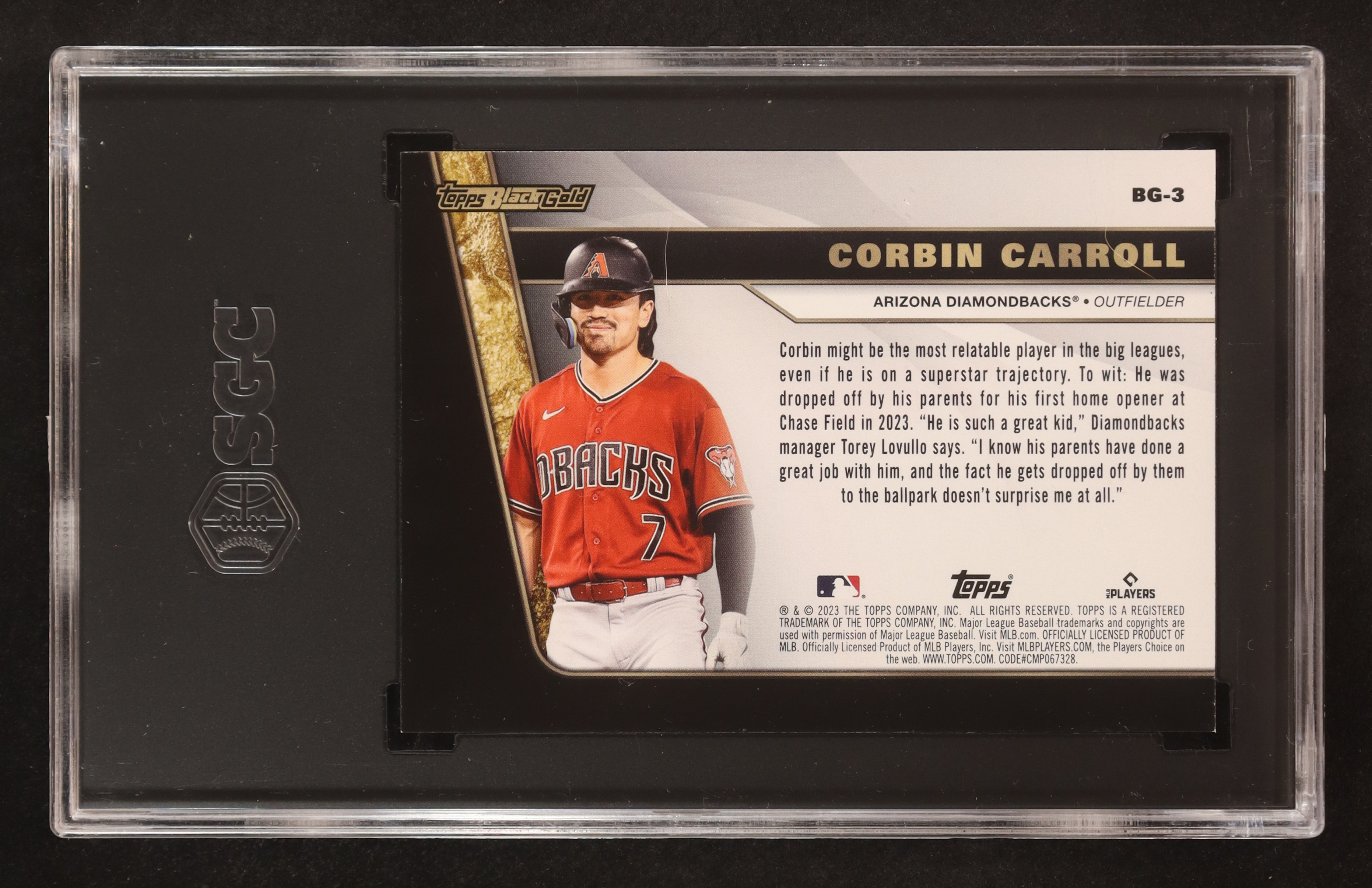 Corbin Carroll 2023 Topps Update Black Gold #BG-3 RC (SGC 10) at PristineAuction.com Corbin Carroll 2023 Topps Update Black Gold #BG-3 RC (SGC 10) at PristineAuction.com