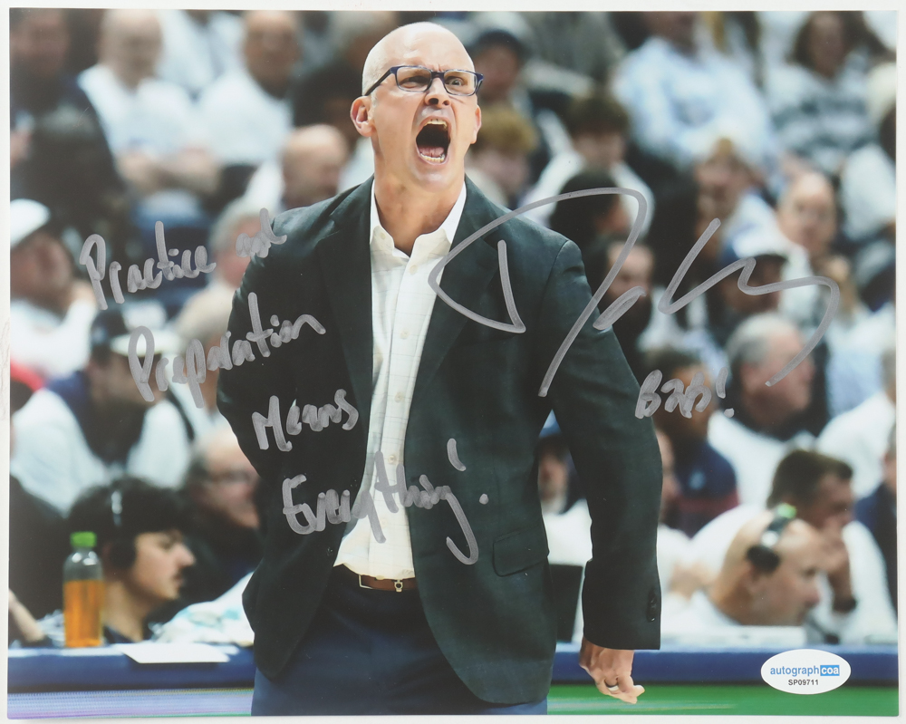 Dan Hurley Signed UConn Huskies 8x10 Photo Inscribed "Practice and Preparation Means Everything!" & "B2B!" (ACOA) at PristineAuction.com Dan Hurley Signed UConn Huskies 8x10 Photo Inscribed "Practice and Preparation Means Everything!" & "B2B!" (ACOA) at PristineAuction.com