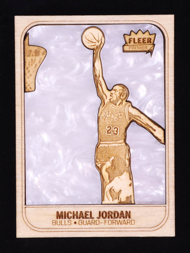 Michael Jordan Custom Wood Art Trading Card at PristineAuction.com Michael Jordan Custom Wood Art Trading Card at PristineAuction.com