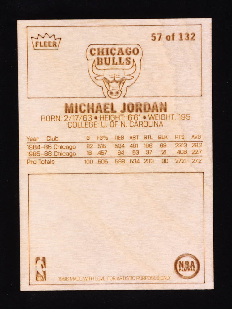 Michael Jordan Custom Wood Art Trading Card at PristineAuction.com Michael Jordan Custom Wood Art Trading Card at PristineAuction.com