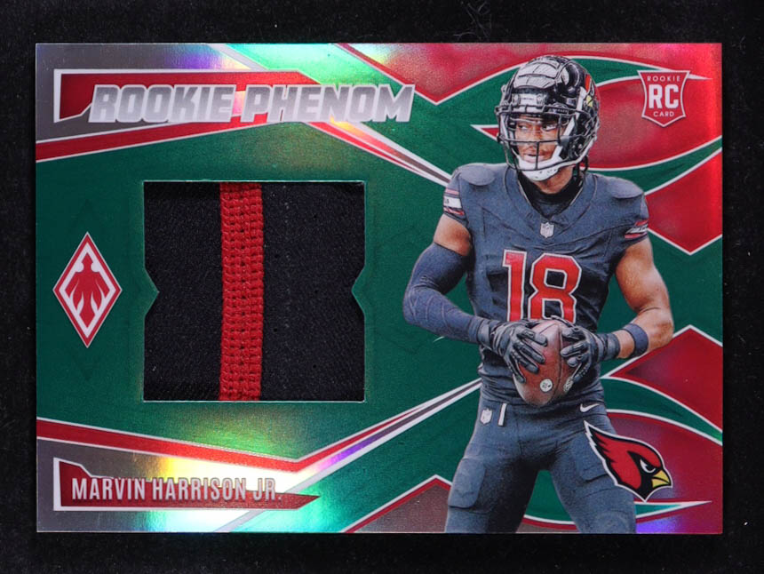 Marvin Harrison Jr. 2024 Panini Phoenix Rookie Phenom Jerseys Green #26 RC #8/25 at PristineAuction.com Marvin Harrison Jr. 2024 Panini Phoenix Rookie Phenom Jerseys Green #26 RC #8/25 at PristineAuction.com