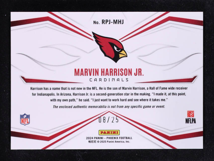 Marvin Harrison Jr. 2024 Panini Phoenix Rookie Phenom Jerseys Green #26 RC #8/25 at PristineAuction.com Marvin Harrison Jr. 2024 Panini Phoenix Rookie Phenom Jerseys Green #26 RC #8/25 at PristineAuction.com