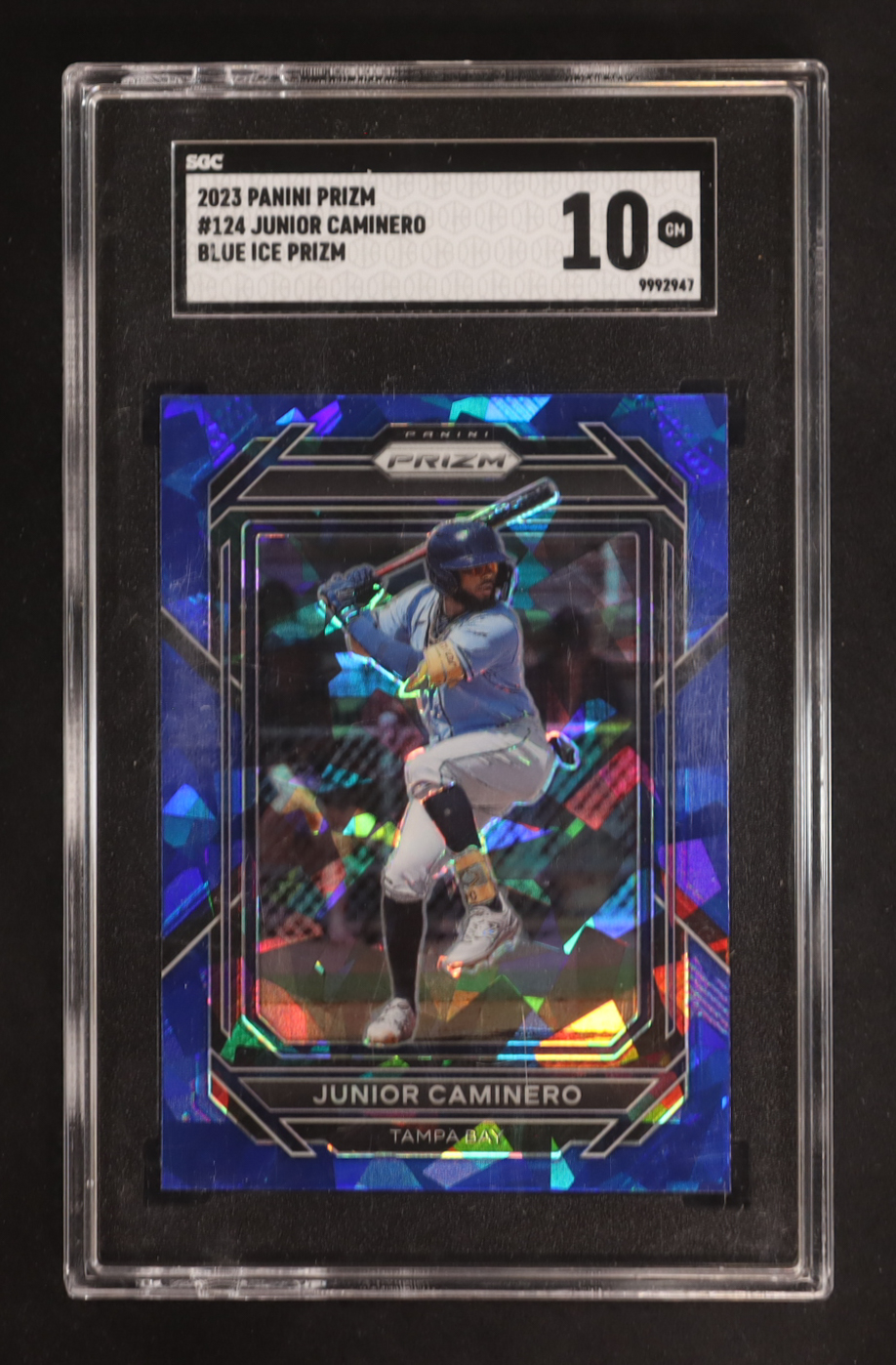 Junior Caminero 2023 Panini Prizm Prizms Blue Ice #124 RC (SGC 10) at PristineAuction.com Junior Caminero 2023 Panini Prizm Prizms Blue Ice #124 RC (SGC 10) at PristineAuction.com