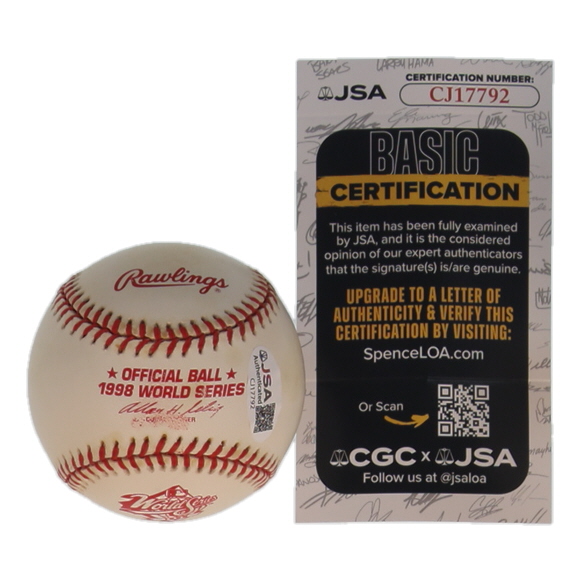Bernie Williams Signed 1998 World Series Baseball (JSA) at PristineAuction.com Bernie Williams Signed 1998 World Series Baseball (JSA) at PristineAuction.com