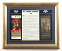 Custom Framed Super Bowl VI Commemorative Score Card with 23KT Gold Ticket Framed Display at PristineAuction.com