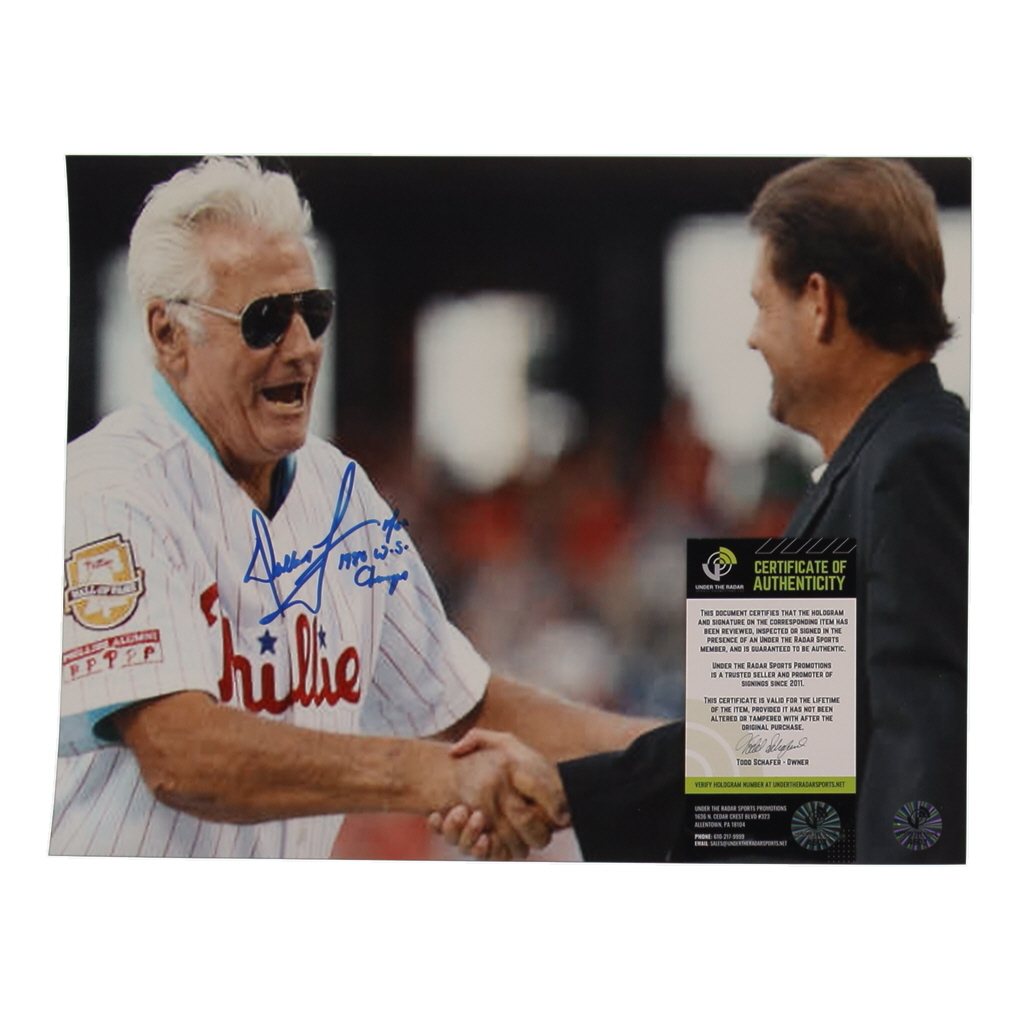 Dallas Green Signed Phillies 11x14 Photo Inscribed "MGR 1980 WS Champs" (UTR) at PristineAuction.com Dallas Green Signed Phillies 11x14 Photo Inscribed "MGR 1980 WS Champs" (UTR) at PristineAuction.com