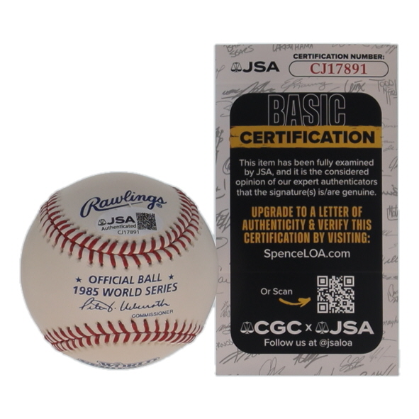 Bret Saberhagen Signed 1985 World Series Baseball Inscribed "W.S. M.V.P." (JSA) at PristineAuction.com Bret Saberhagen Signed 1985 World Series Baseball Inscribed "W.S. M.V.P." (JSA) at PristineAuction.com