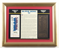 Custom Framed Super Bowl IV Commemorative Score Card with 23KT Gold Ticket Framed Display at PristineAuction.com