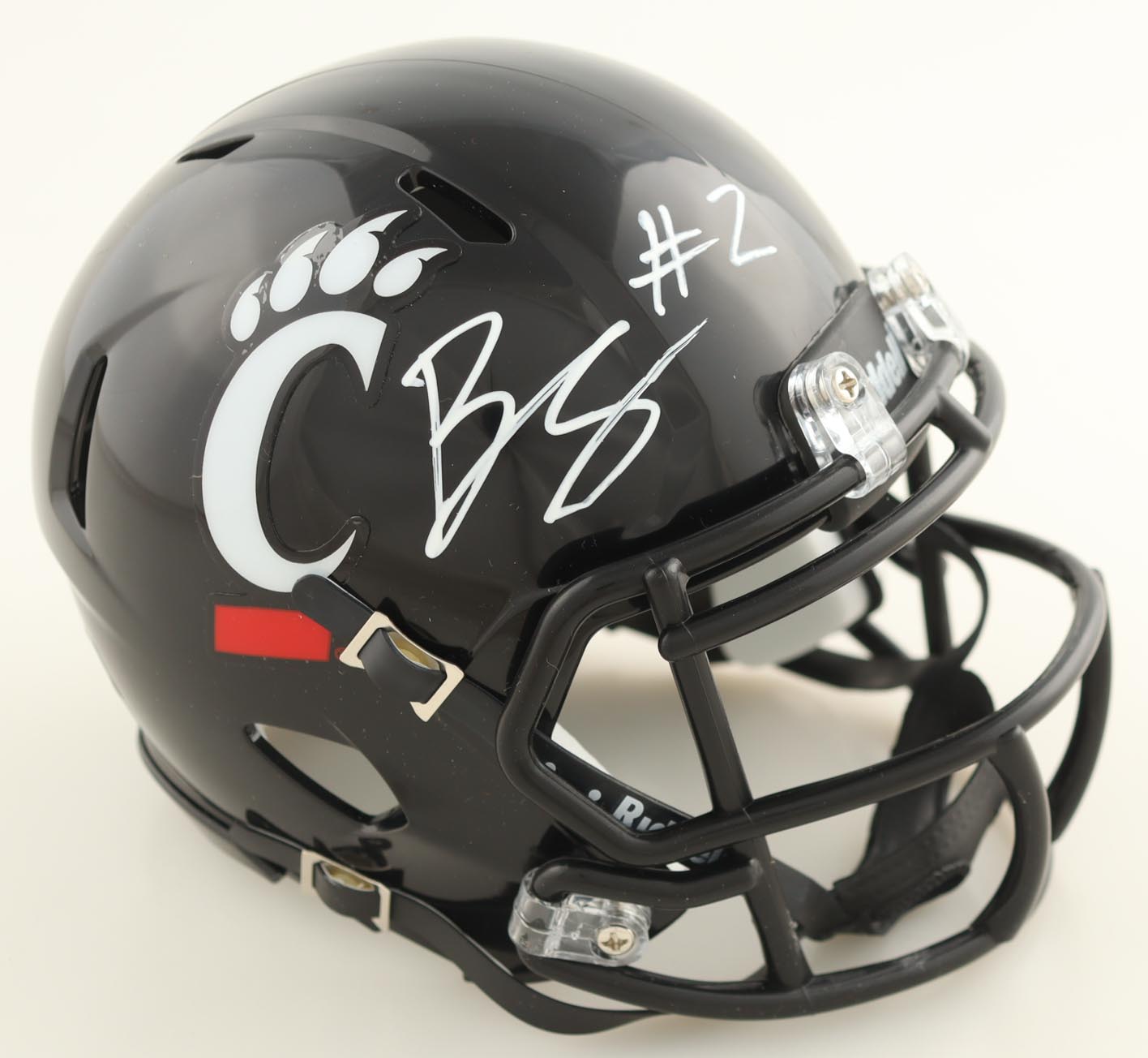 Brendan Sorsby Signed Cincinnati Bearcats Speed Mini Helmet (Authentic Ink) at PristineAuction.com Brendan Sorsby Signed Cincinnati Bearcats Speed Mini Helmet (Authentic Ink) at PristineAuction.com