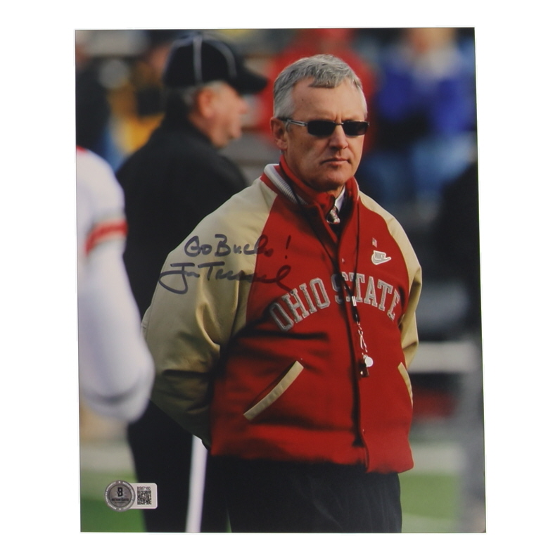 Jim Tressel Signed Ohio State Buckeyes 8x10 Photo Inscribed "Go Bucks!" (Beckett) at PristineAuction.com Jim Tressel Signed Ohio State Buckeyes 8x10 Photo Inscribed "Go Bucks!" (Beckett) at PristineAuction.com