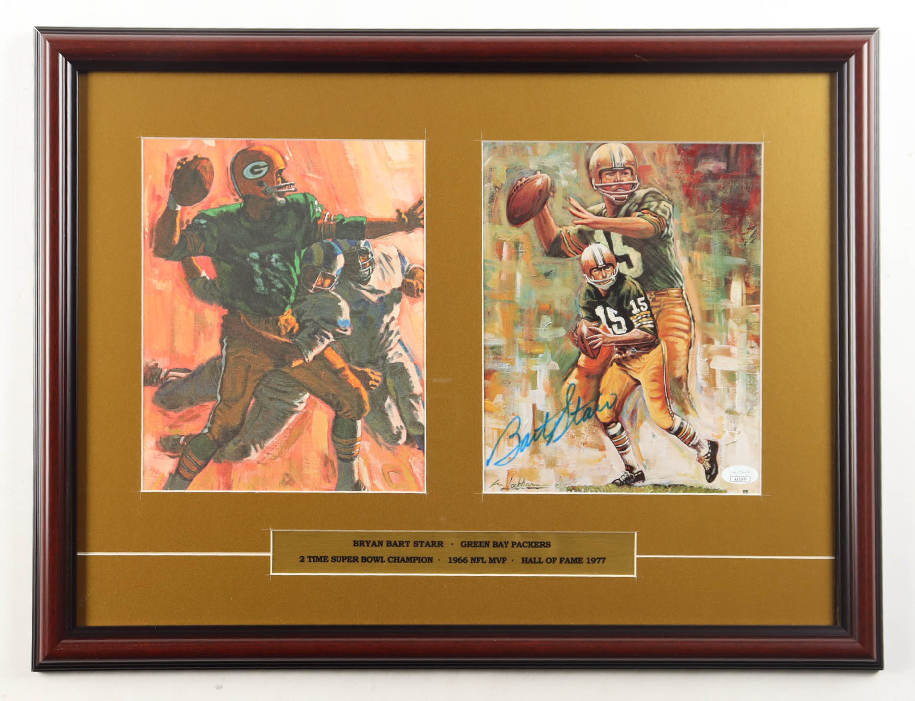 Bart Starr Signed Packers Custom Framed Art Print Display with Stat Plaque (JSA) at PristineAuction.com Bart Starr Signed Packers Custom Framed Art Print Display with Stat Plaque (JSA) at PristineAuction.com