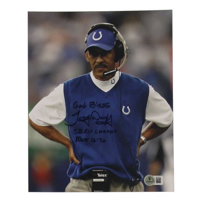 Tony Dungy Signed Colts 8x10 Photo Inscribed "God Bless" & "SB XLI Champs" (Beckett) at PristineAuction.com Tony Dungy Signed Colts 8x10 Photo Inscribed "God Bless" & "SB XLI Champs" (Beckett) at PristineAuction.com