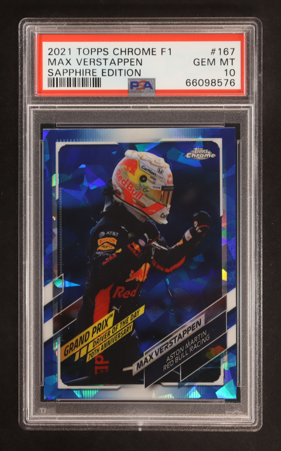 Max Verstappen 2021 Topps Chrome Sapphire Formula 1 #167 / Driver of the Day (PSA 10) at PristineAuction.com Max Verstappen 2021 Topps Chrome Sapphire Formula 1 #167 / Driver of the Day (PSA 10) at PristineAuction.com