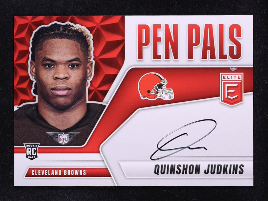 Quinshon Judkins 2025 Elite Pen Pals #21 RC at PristineAuction.com Quinshon Judkins 2025 Elite Pen Pals #21 RC at PristineAuction.com