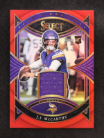 JJ McCarthy 2024 Select Rookie Swatches Prizm Red #15 RC at PristineAuction.com