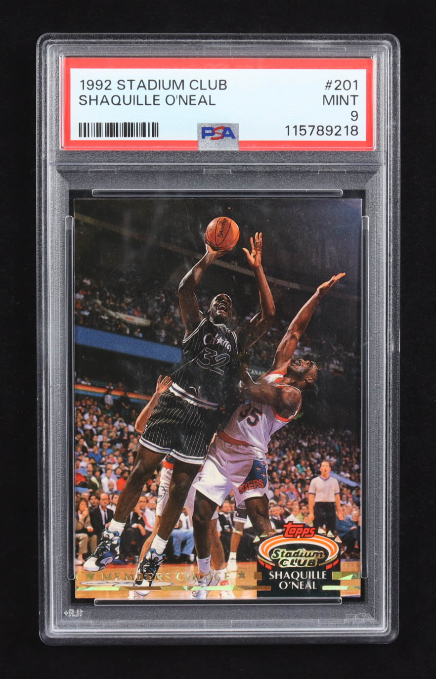 Shaquille O'Neal 1992 Topps Stadium Club #201 RC (PSA 9) at PristineAuction.com Shaquille O'Neal 1992 Topps Stadium Club #201 RC (PSA 9) at PristineAuction.com