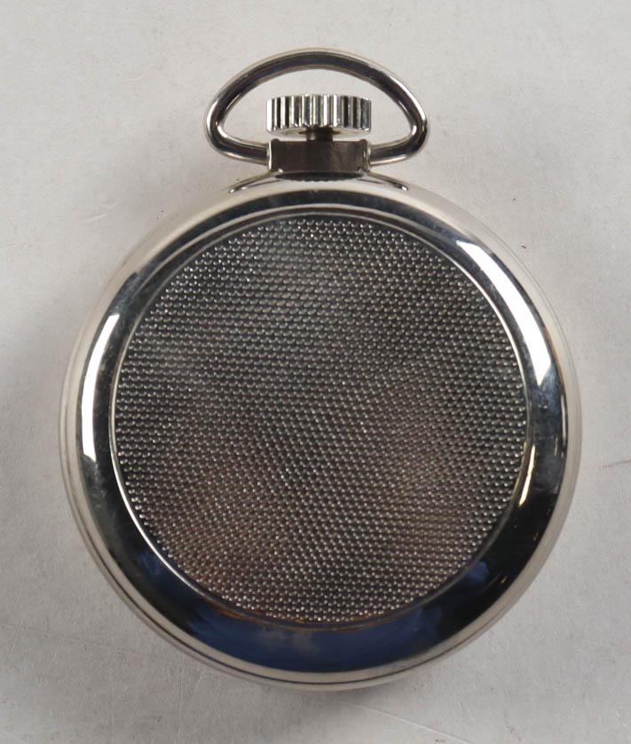 1970 Walt Disney Mickey Mouse Pocket Watch with Cherry Wood Display Case at PristineAuction.com 1970 Walt Disney Mickey Mouse Pocket Watch with Cherry Wood Display Case at PristineAuction.com