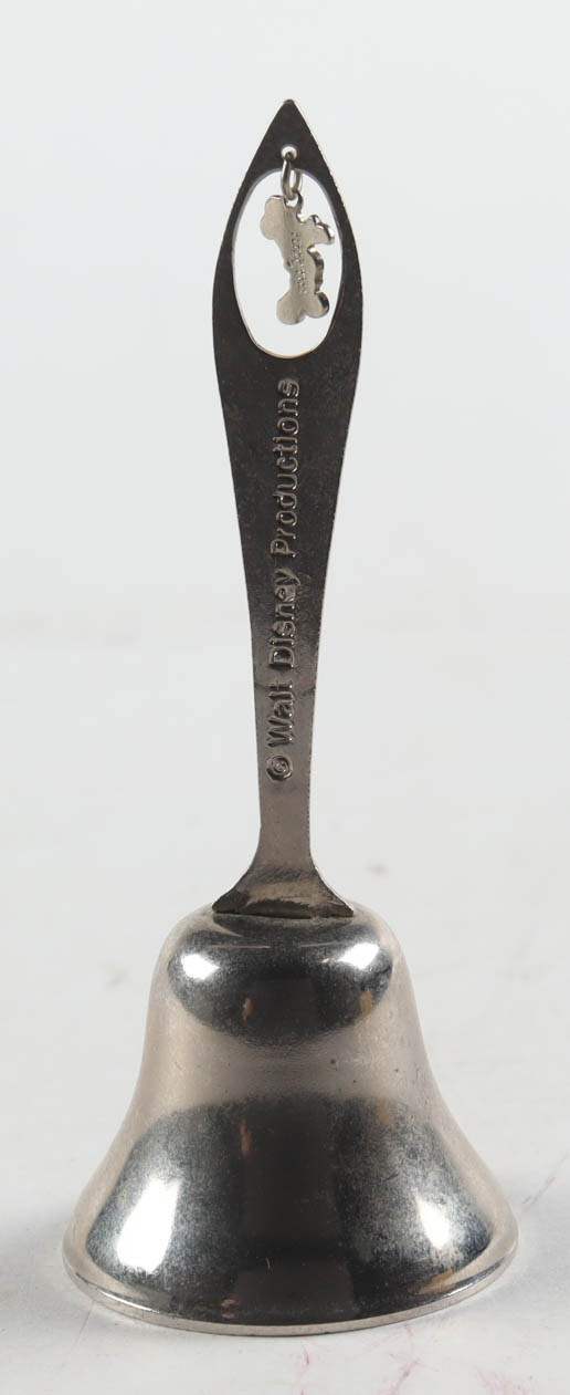 1960 Walt Disney Vintage Mickey Mouse Dinner Bell with Cherry Wood Display Case at PristineAuction.com 1960 Walt Disney Vintage Mickey Mouse Dinner Bell with Cherry Wood Display Case at PristineAuction.com