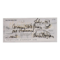 Charles Manson Signed Check (ACOA) at PristineAuction.com