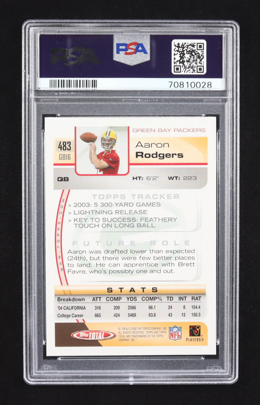 Aaron Rodgers 2005 Topps Total #483 RC (PSA 9) at PristineAuction.com Aaron Rodgers 2005 Topps Total #483 RC (PSA 9) at PristineAuction.com