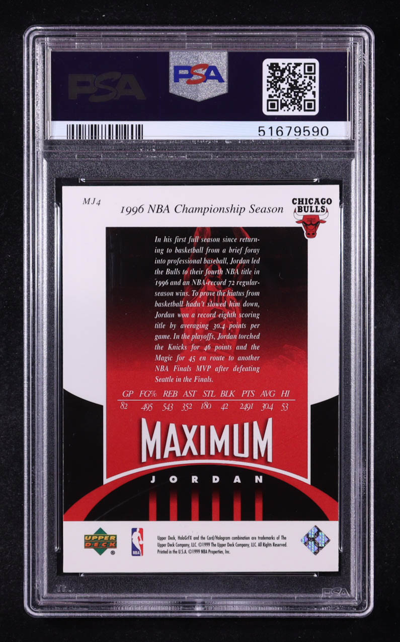 Michael Jordan 1999-00 Upper Deck HoloGrFX Maximum Jordan #MJ4 (PSA 8) at PristineAuction.com Michael Jordan 1999-00 Upper Deck HoloGrFX Maximum Jordan #MJ4 (PSA 8) at PristineAuction.com