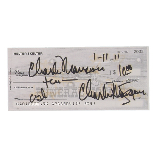 Charles Manson Signed Check (ACOA) at PristineAuction.com Charles Manson Signed Check (ACOA) at PristineAuction.com
