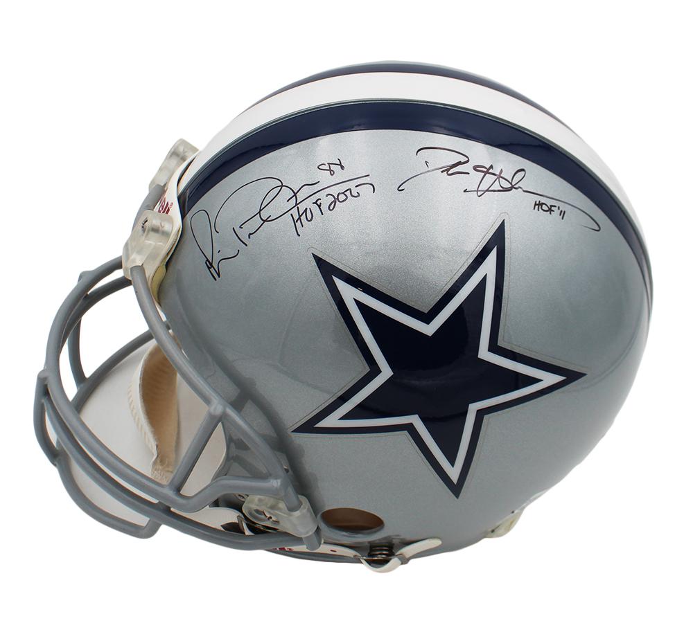 Deion Sanders & Michael Irvin Signed Cowboys Full-Size Authentic On-Field VSR4 Helmet Inscribed "HOF 2017" & "HOF 11" (JSA) at PristineAuction.com Deion Sanders & Michael Irvin Signed Cowboys Full-Size Authentic On-Field VSR4 Helmet Inscribed "HOF 2017" & "HOF 11" (JSA) at PristineAuction.com
