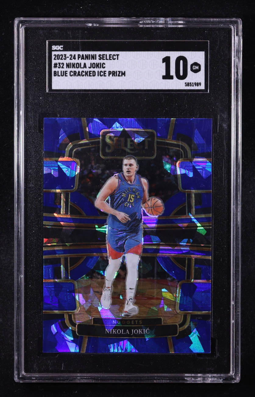Nikola Jokic 2023-24 Select Prizms Blue Cracked Ice #32 (SGC 10) at PristineAuction.com Nikola Jokic 2023-24 Select Prizms Blue Cracked Ice #32 (SGC 10) at PristineAuction.com