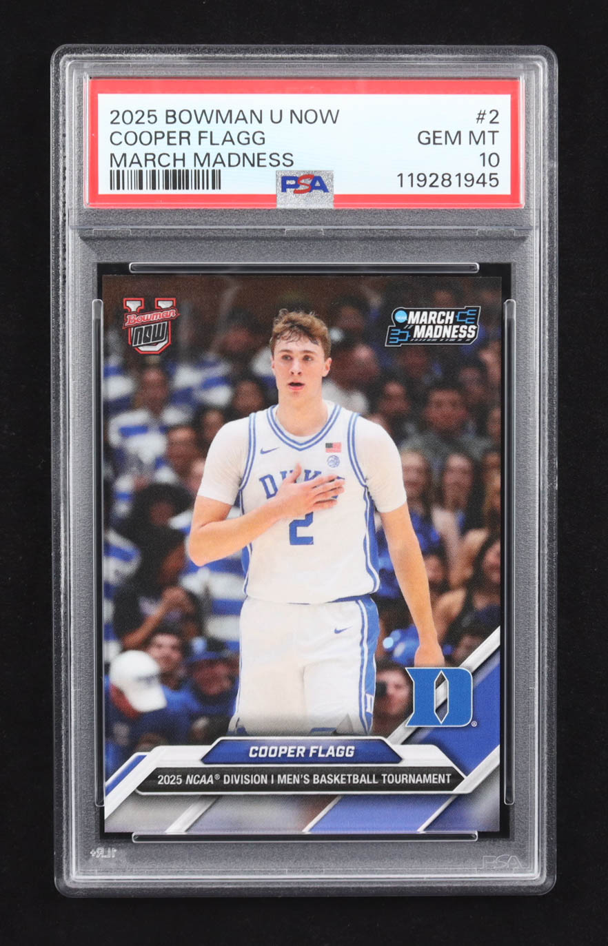 Cooper Flagg 2025 Bowman University Now March Madness #2 RC (PSA 10) at PristineAuction.com Cooper Flagg 2025 Bowman University Now March Madness #2 RC (PSA 10) at PristineAuction.com